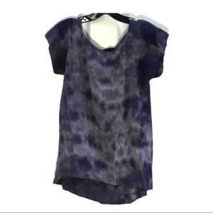 Refinery Purple Silk Tie Dye Short Sleeve Blouse Y
